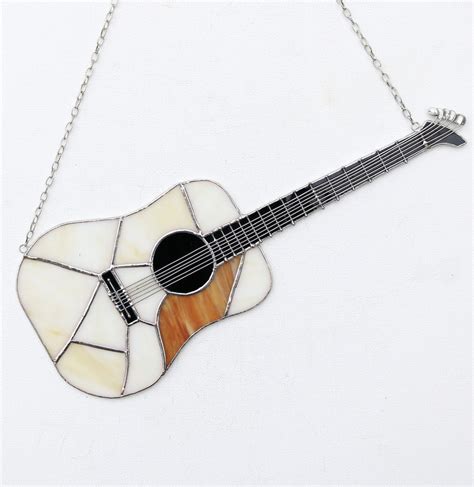 Stained Glass Art Suncatcher Acoustic Classic Guitar Musical Etsy