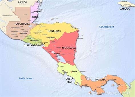 Political Map Of Central America Map Of The Usa With State Names