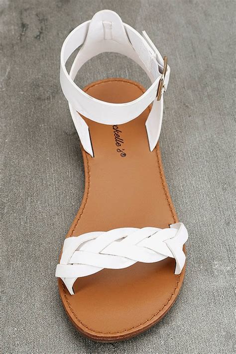 White Ankle Strap Sandals White Sandals Flat Sandals