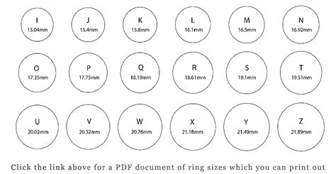 Stupendous Printable Ring Sizes Chart Mitchell Blog