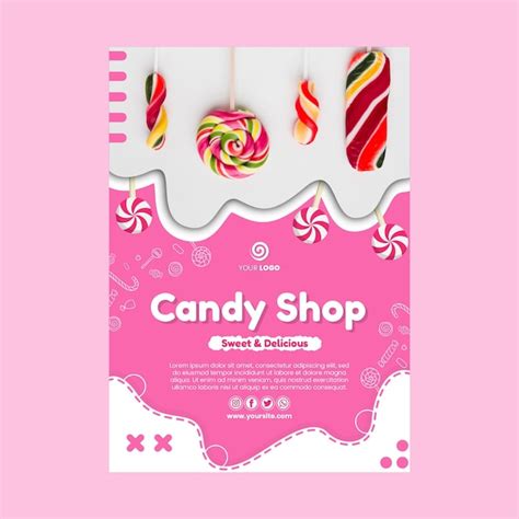 Free Vector Delicious Candy Shop Poster Template