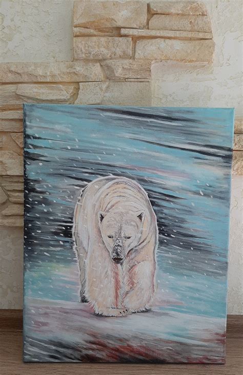 Polar Bear Original Acrylic Painting On Canvas Etsy