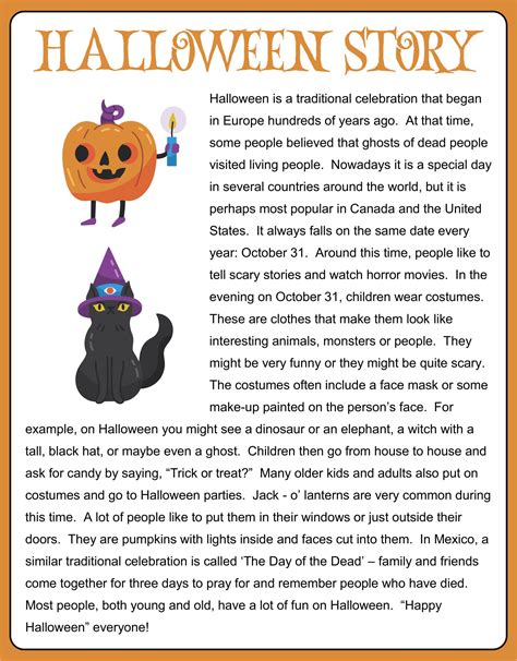 7 Best Images Of Printable Halloween Worksheets And Stories Printable