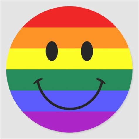 Rainbow Smiley Face Round Sticker Zazzle