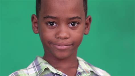 Portrait Of Happy Children With Emotions And Feelings Black Young Boy