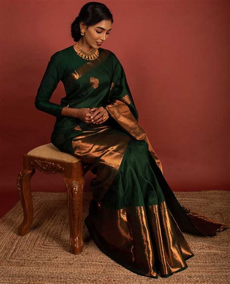 Green Kancheepuram Silk Saree Combination Dresses Green Blouse
