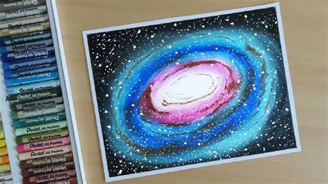 Milky Way Galaxy Drawing With Oil Pastels For Beginners Youtube