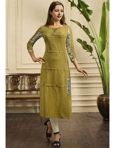 Olive Green Cotton Kurti Kurti Sleeves Design Kurta Neck Design Dress Neck Designs Hand