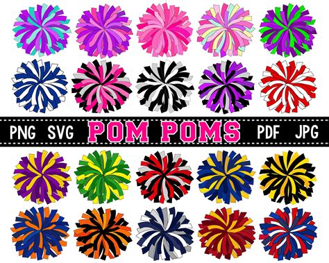 Pom Pom SVG Clipart Team Colors Pompom Svg Png - Etsy