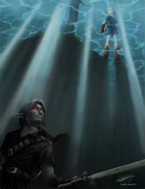 Link And Dark Link In The Water Temple Legend Of Zelda Shadow Link