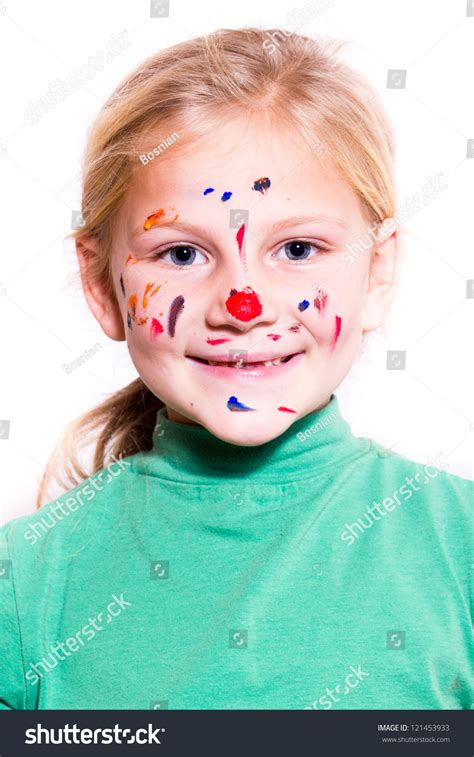 Funny Little Girl Colored Face Stock Photo 121453933 Shutterstock