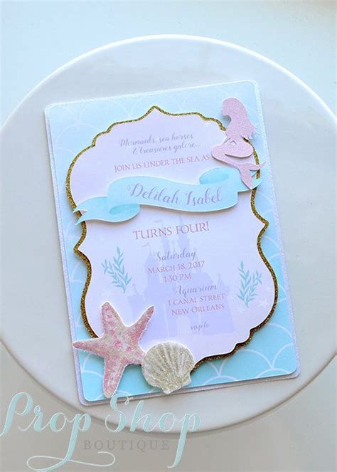 Pastel Mermaid Birthday Invitation Under The Sea Birthday Party