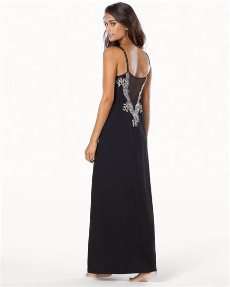 Alluring Satin And Lace Adorned Long Nightgown Shop Chemises And Gowns