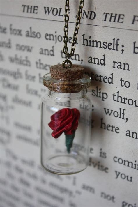 Beauty And The Beast Necklace Rose In A Vial Etsy In 2020 Disney