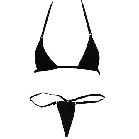 Buy Tiaobug Women Micro G String Bikini 2 Piece Sliding Top Thong Small Bra Swimsuit Set Online