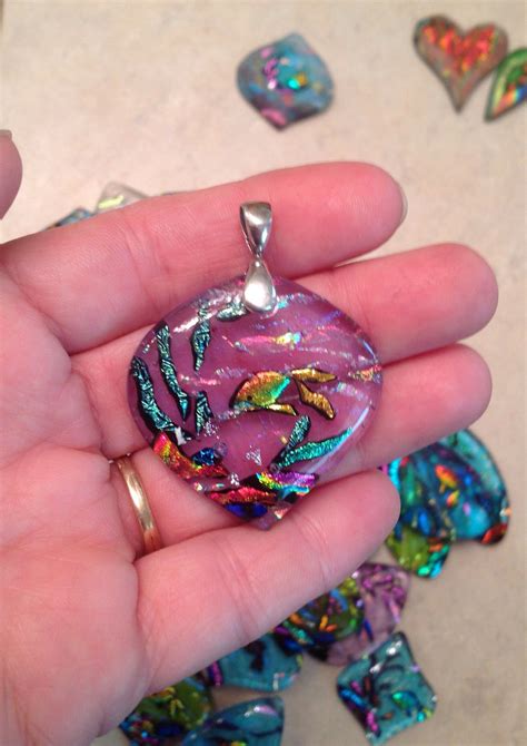 Fused Dichroic Glass Pendant Fused Glass Jewelry Dichroic Fused Glass Jewelry Stained Glass