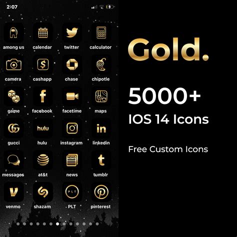5000 Gold Iphone Ios 14 App Icons Pack Gold Icon Aesthetic Etsy