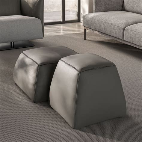 Bis Ottoman Dark Grey Leather Natuzzi Italia Furniture And Furnishing