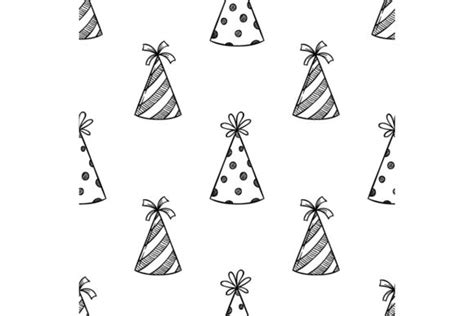 Seamless Pattern Birthday Hat Vector Graphic By Padmasanjaya · Creative Fabrica