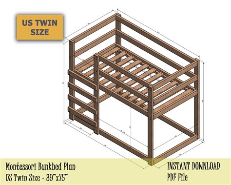 Kids fighting over one bed and you want to put a stop to that? Toddler Bunk Bed Plan Twin Bed Montessori Bed DIY Wood ...