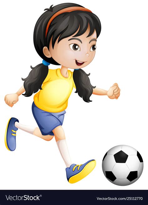 Young Girl Playing Soccer Royalty Free Vector Image