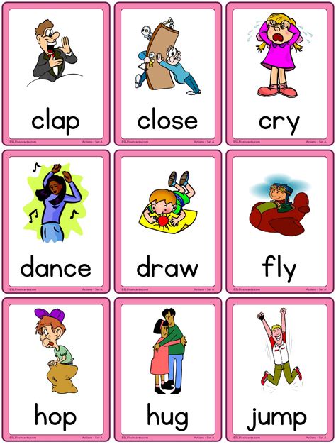 Картинки глаголы действия для детей на английском