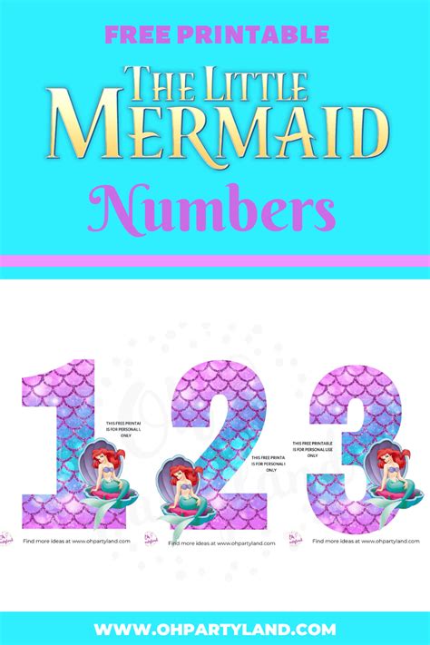 Free Printable The Little Mermaid Numbers Oh Partyland