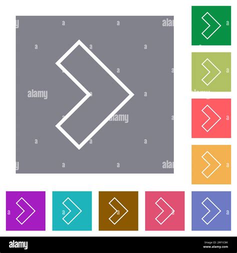 Right 90 Degrees Angle Arrow Outline Flat Icons On Simple Color Square
