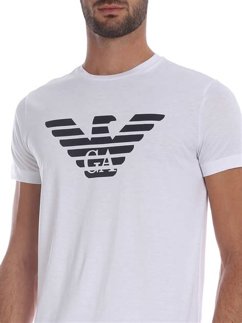 Emporio Armani Cotton White T Shirt With Logo Print For Men Lyst