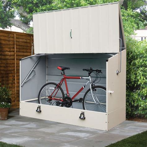 64 X 29 Trimetals Protectacycle Metal Bike Shed With Ramp Cream