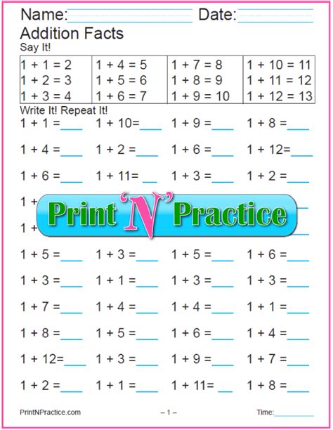 50 Addition Worksheets For Kindergarten First Grade 6th Grade Math