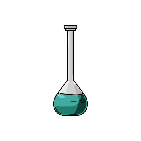 Flask Laboratory Utensils Are Filled With A Green Liquid Isolated On A