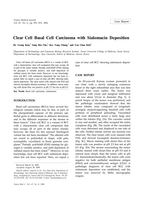 Pdf Clear Cell Basal Cell Carcinoma With Sialomucin Deposition