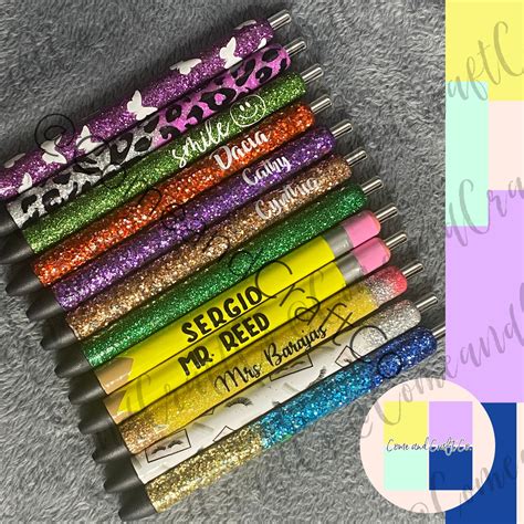 Custom Glitter Pens Epoxy Free Glitter Pen Ts Teacher Etsy