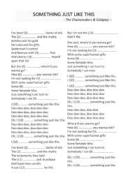 Song Something Just Like This Esl Worksheet By Vanthanhthang