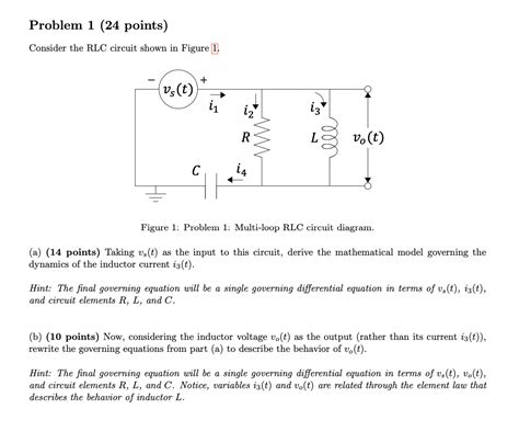 Solved Problem 1 24 Points Consider The Rlc Circuit Shown