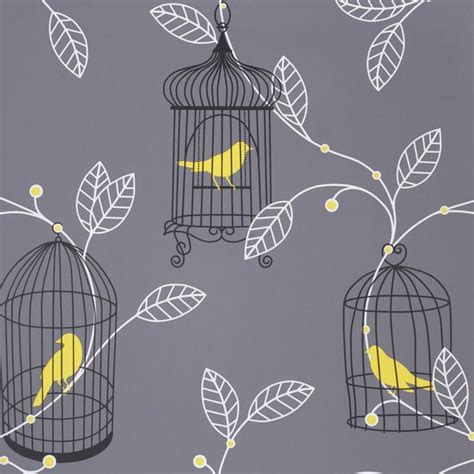 Grey And Yellow Wallpaper Bandq Yellow Wallpaper Bird