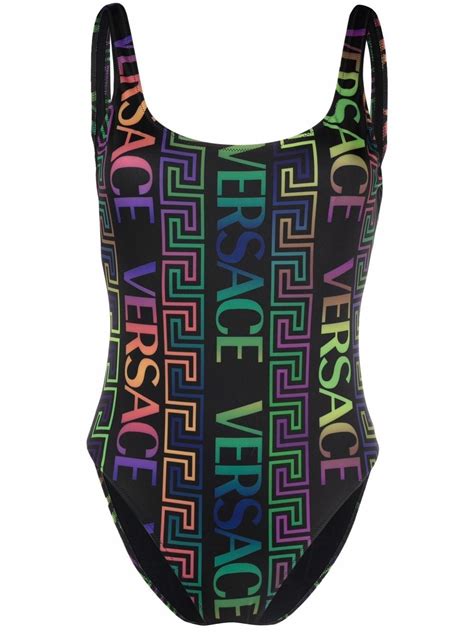 Versace Greca Neon Print One Piece Swimsuit Farfetch