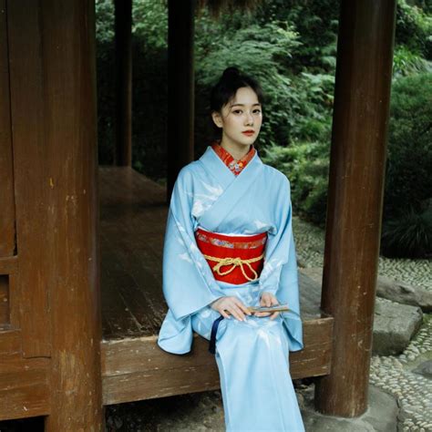 elegant long sleeve women kimono gown vintage japanese yukata halloween cosplay costume noble