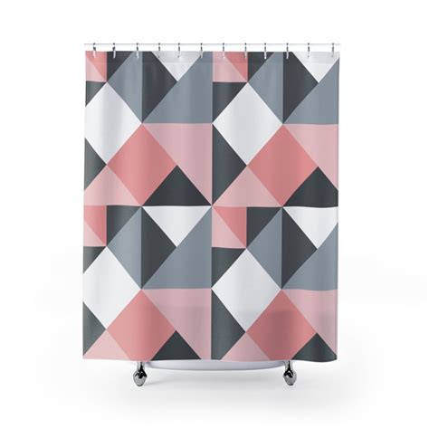 Geometric Shower Curtain Colorful Shapes Abstract Pattern Etsy