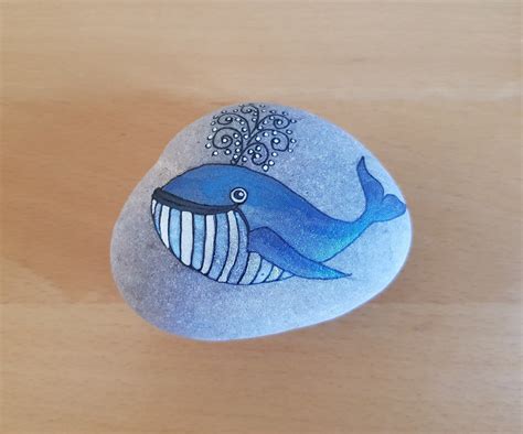 Hand Painted Blue Whale Stone By Me Andrea Calicocuts Rock Painting