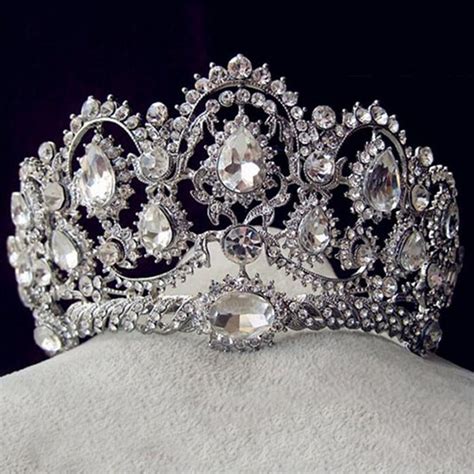 Vintage Crown Big Rhinestone Prom Princess Crystal Bride Quinceanera