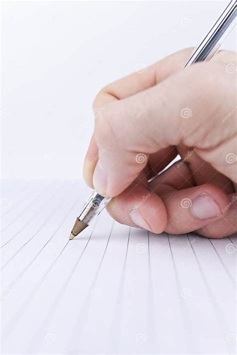 Hand With Pen Writing On Paper Stock Photo Image Of Sign Point 23518962