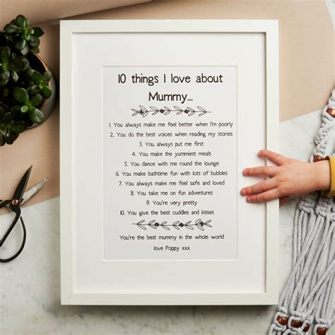 Personalised Ten Things I Love About Mummy Print Etsy Uk