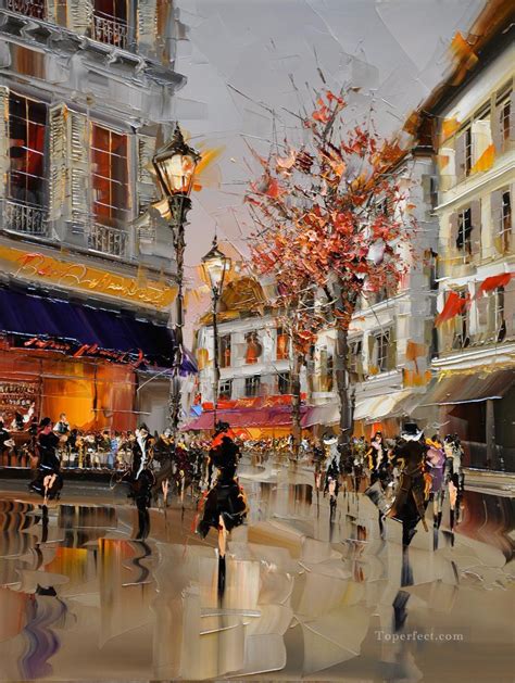 Kg Paris 15 With Palette Knife Painting In Oil For Sale