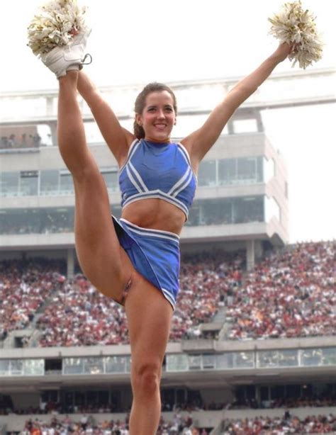 Brave Cheerleader Without Pants She Supports Her Team With Her Shaved