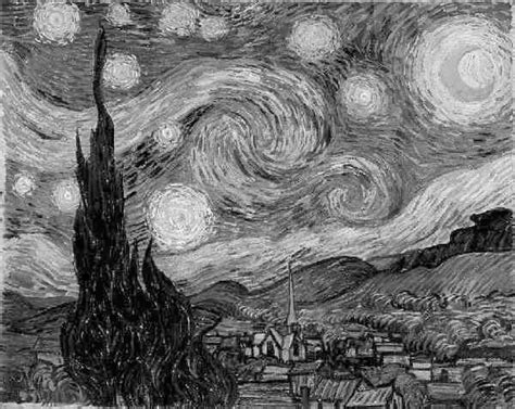 A Black And White Rendition Of V Van Goghs Starry Night Van Gogh