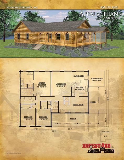 1 Story Log Cabin Floor Plans
