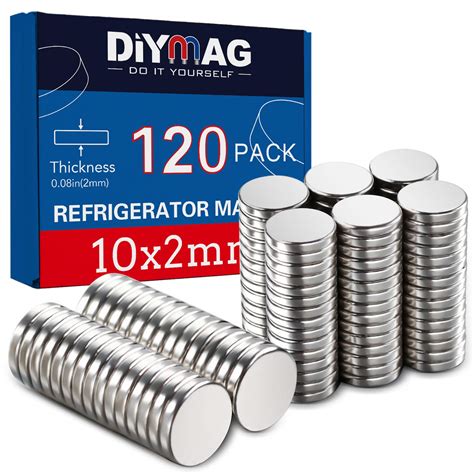Buy Diymag 120pcs Refrigerator Magnets 10x2mm Premium Brushed Nickel
