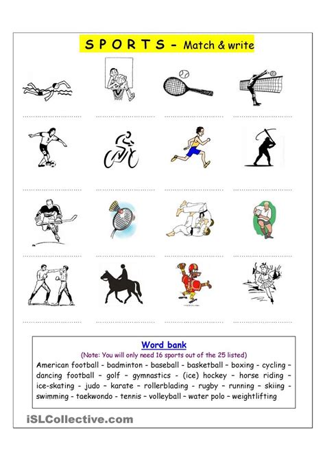 All images videos maps news shop | my saves. Vocabulary Matching Worksheet - Sports